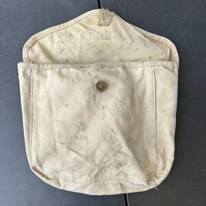 EARLY Vintage Beige Cream Bag Pouch Button Closure Bag Vintage Antique